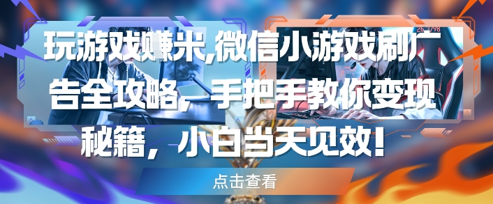 玩游戏挣米，微信小游戏刷广告全攻略，手把手教你变现秘籍，小白当天见效好项目网-专注分享网络创业项目落地实操课程 – 全网首发_高质量创业项目输出好项目网