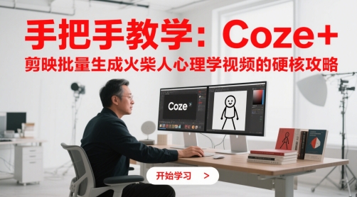 手把手教学：Coze + 剪映批量生成火柴人心理学视频的硬核攻略好项目网-专注分享网络创业项目落地实操课程 – 全网首发_高质量创业项目输出好项目网