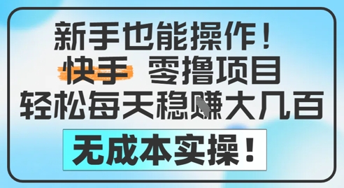 新手也能操作，快手零撸挣米，轻松每天挣2-5张，完全无成本好项目网-专注分享网络创业项目落地实操课程 – 全网首发_高质量创业项目输出好项目网