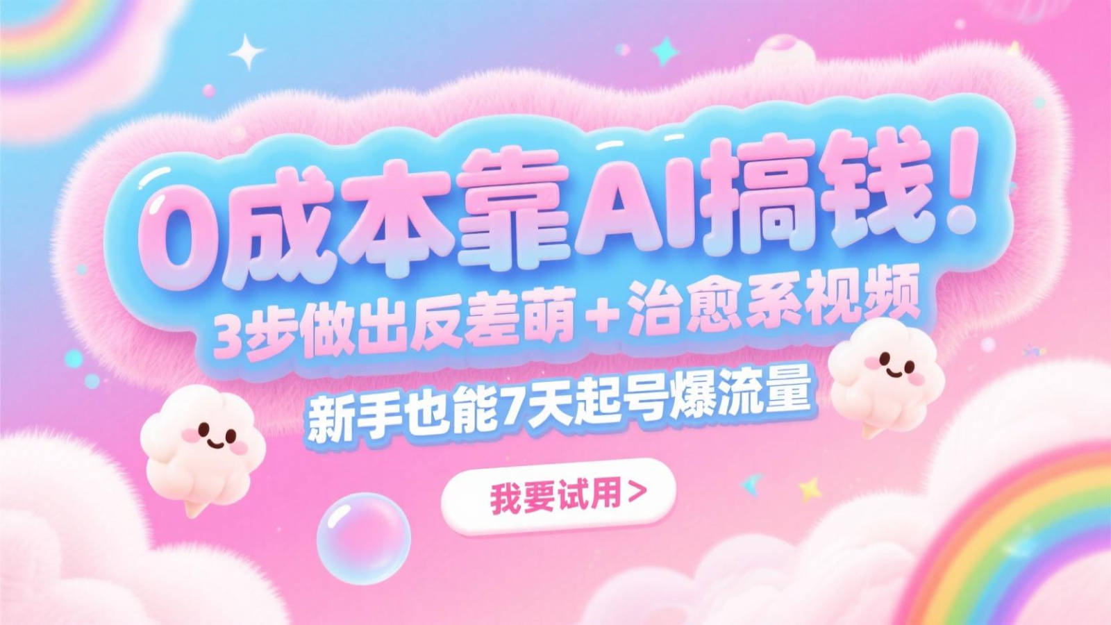 0成本靠AI搞钱！3步做出反差萌+治愈系视频，新手也能7天起号爆流量，月入5位数好项目网-专注分享网络创业项目落地实操课程 – 全网首发_高质量创业项目输出好项目网