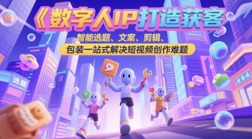 数字人IP打造获客变现实操课，智能选题、文案、剪辑、包装一站式解决短视频创作难题好项目网-专注分享网络创业项目落地实操课程 – 全网首发_高质量创业项目输出好项目网