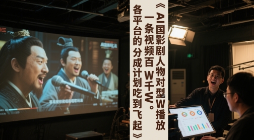 AI三国影视剧人物对口型唱歌玩法，一条视频百W千W播放，各平台的分成计划吃到飞起好项目网-专注分享网络创业项目落地实操课程 – 全网首发_高质量创业项目输出好项目网