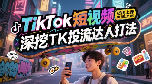 TikTok短视频带货线上课，深挖TK投流达人打法好项目网-专注分享网络创业项目落地实操课程 – 全网首发_高质量创业项目输出好项目网