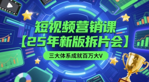 短视频营销课【25年新版拆片会】三大体系成就百万大V，包含正课、拆片会、手把手教学直播课等好项目网-专注分享网络创业项目落地实操课程 – 全网首发_高质量创业项目输出好项目网