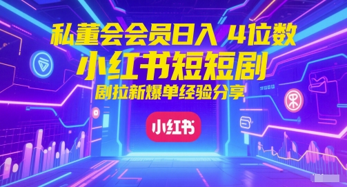 私董会会员日入4位数小红书红果短剧拉新爆单经验分享好项目网-专注分享网络创业项目落地实操课程 – 全网首发_高质量创业项目输出好项目网