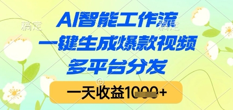 AI智能工作流，一键生成爆款视频，多平台分发，一天收益1k+【揭秘】好项目网-专注分享网络创业项目落地实操课程 – 全网首发_高质量创业项目输出好项目网