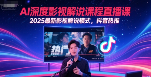 AI深度影视解说课程直播课，2025最新影视解说模式，抖音热推好项目网-专注分享网络创业项目落地实操课程 – 全网首发_高质量创业项目输出好项目网