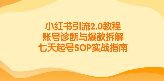 小红书引流2.0教程，账号诊断与爆款拆解，七天起号SOP实战指南好项目网-专注分享网络创业项目落地实操课程 – 全网首发_高质量创业项目输出好项目网