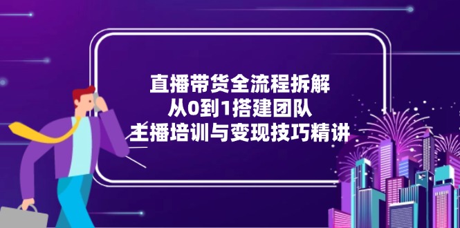 直播带货全流程拆解：从0到1搭建团队，主播培训与变现技巧精讲好项目网-专注分享网络创业项目落地实操课程 – 全网首发_高质量创业项目输出好项目网