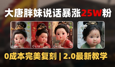 AI大唐胖贵妃说话2.0，40条视频暴涨40w粉，附独家变现攻略好项目网-专注分享网络创业项目落地实操课程 – 全网首发_高质量创业项目输出好项目网