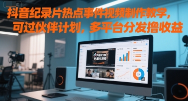 抖音纪录片热点事件视频制作教学，可过伙伴计划，多平台分发撸收益好项目网-专注分享网络创业项目落地实操课程 – 全网首发_高质量创业项目输出好项目网