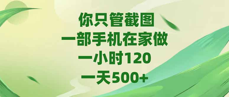 你只管截图，一部手机在家做，一小时120，-天500+好项目网-专注分享网络创业项目落地实操课程 – 全网首发_高质量创业项目输出好项目网