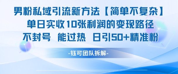 男粉私域引流新方法，单日收10张利润，日引流50+精准粉好项目网-专注分享网络创业项目落地实操课程 – 全网首发_高质量创业项目输出好项目网