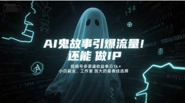 AI鬼故事引爆流量，还能做IP，视频号多渠道收益单日1k+，小白副业、工作室放大的最佳选择好项目网-专注分享网络创业项目落地实操课程 – 全网首发_高质量创业项目输出好项目网