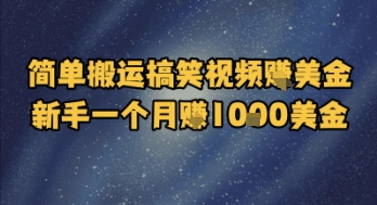 简单搬运搞笑视频挣美金，新手一个月入1k美金好项目网-专注分享网络创业项目落地实操课程 – 全网首发_高质量创业项目输出好项目网
