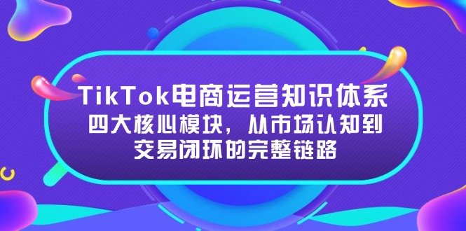 TikTok电商运营知识体系：四大核心模块，从市场认知到交易闭环的完整链路好项目网-专注分享网络创业项目落地实操课程 – 全网首发_高质量创业项目输出好项目网