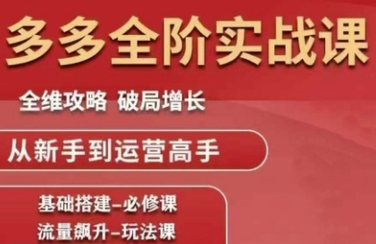 拼多多全阶实战课程，全维攻略，破局增长，从新手到运营高手好项目网-专注分享网络创业项目落地实操课程 – 全网首发_高质量创业项目输出好项目网