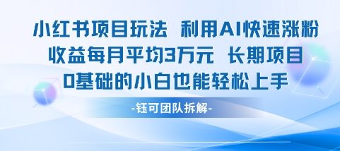 适合小白操作的小红书新项目，利用AI快速涨粉，收益每月平均1W+好项目网-专注分享网络创业项目落地实操课程 – 全网首发_高质量创业项目输出好项目网