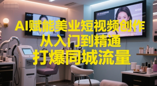AI赋能美业短视频创作，从入门到精通，打爆同城流量，超级AI工具短视频实操落地好项目网-专注分享网络创业项目落地实操课程 – 全网首发_高质量创业项目输出好项目网