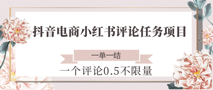 抖音电商小红书评论任务项目，一个评论0.5，一单一结 不限量好项目网-专注分享网络创业项目落地实操课程 – 全网首发_高质量创业项目输出好项目网