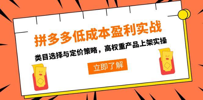 拼多多低成本盈利实战，类目选择与定价策略，高权重产品上架实操好项目网-专注分享网络创业项目落地实操课程 – 全网首发_高质量创业项目输出好项目网