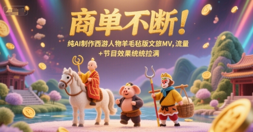 商单不断！纯AI制作西游人物羊毛毡版文旅MV，流量+节目效果统统拉满好项目网-专注分享网络创业项目落地实操课程 – 全网首发_高质量创业项目输出好项目网