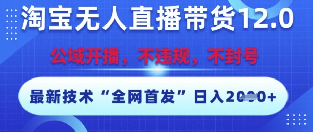 淘宝无人直播带货12.0，最新技术，不封号，不违规，操作简单，开播爆单，日入多张【揭秘】好项目网-专注分享网络创业项目落地实操课程 – 全网首发_高质量创业项目输出好项目网