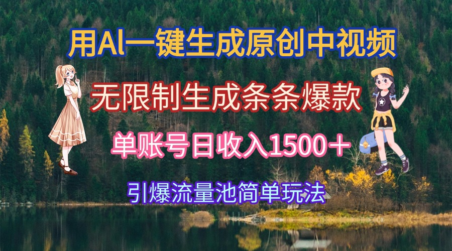 用Al一键生成原创中视频，无限制生成条条爆款，单账号日收入1500＋引爆…好项目网-专注分享网络创业项目落地实操课程 – 全网首发_高质量创业项目输出好项目网