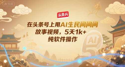 在头条号上用AI生民间故事视频，5天1k+，纯软件操作好项目网-专注分享网络创业项目落地实操课程 – 全网首发_高质量创业项目输出好项目网