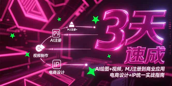 3天速成AI绘图+视频，MJ注册到商业应用，电商设计+IP统一实战指南好项目网-专注分享网络创业项目落地实操课程 – 全网首发_高质量创业项目输出好项目网