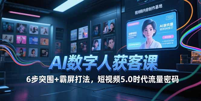 AI数字人获客课，6步突围+霸屏打法，短视频5.0时代流量密码好项目网-专注分享网络创业项目落地实操课程 – 全网首发_高质量创业项目输出好项目网