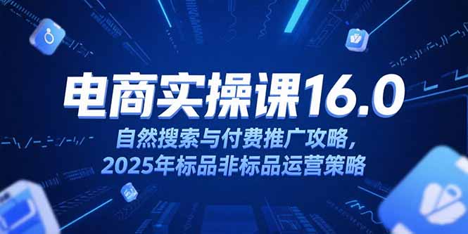 淘宝电商运营课16.0，自然搜索与付费推广攻略，2025年标品非标品运营策略好项目网-专注分享网络创业项目落地实操课程 – 全网首发_高质量创业项目输出好项目网