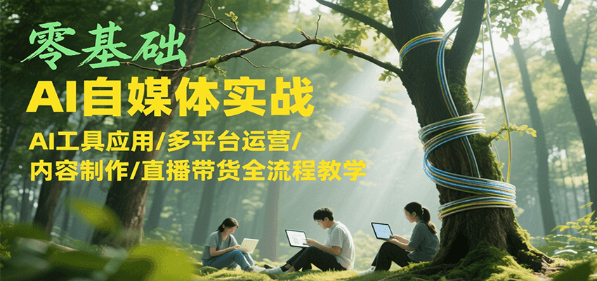 零基础AI自媒体实战，AI工具应用/多平台运营/内容制作/直播带货全流程教学好项目网-专注分享网络创业项目落地实操课程 – 全网首发_高质量创业项目输出好项目网