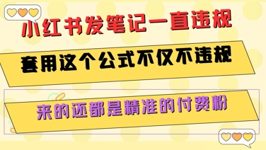 小红书发笔记一直违规，套用这个公式不仅不违规，来的还都是精准的付费粉好项目网-专注分享网络创业项目落地实操课程 – 全网首发_高质量创业项目输出好项目网