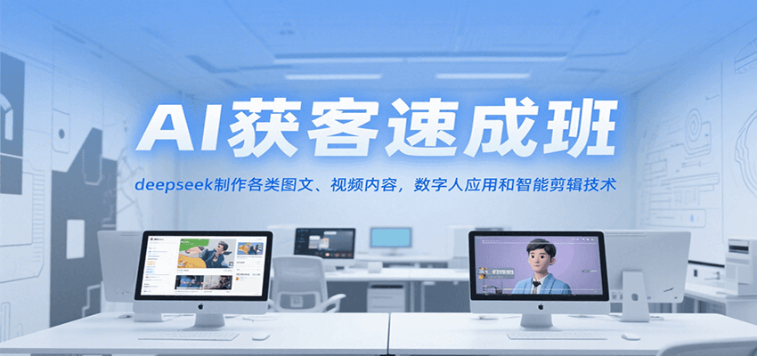 AI获客速成班，deepseek制作各类图文、视频内容，数字人应用和智能剪辑技术好项目网-专注分享网络创业项目落地实操课程 – 全网首发_高质量创业项目输出好项目网