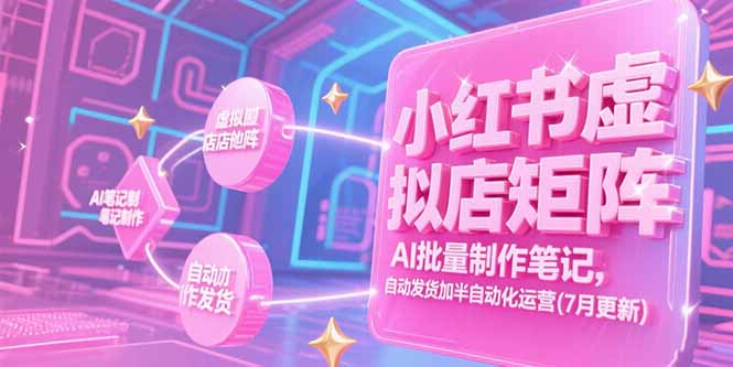 小红书虚拟店矩阵，AI批量制作笔记，自动发货加半自动化运营(7月更新好项目网-专注分享网络创业项目落地实操课程 – 全网首发_高质量创业项目输出好项目网