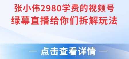 张小伟2980付费额视频号绿幕直播给你们拆解玩法好项目网-专注分享网络创业项目落地实操课程 – 全网首发_高质量创业项目输出好项目网