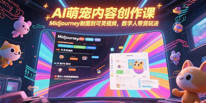AI萌宠内容创作课，Midjourney制图到可灵视频，数字人带货玩法好项目网-专注分享网络创业项目落地实操课程 – 全网首发_高质量创业项目输出好项目网