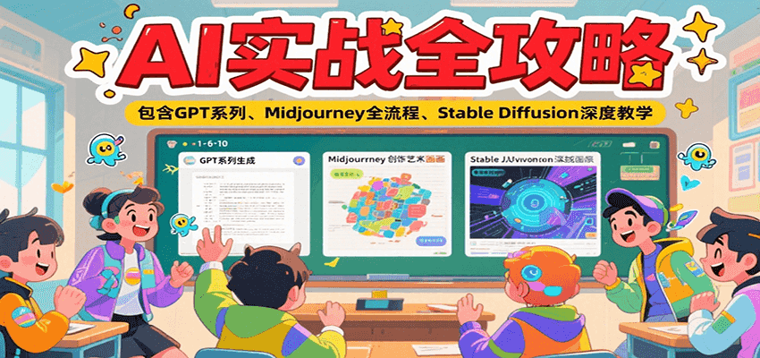 AI实战全攻略，包含GPT系列、Midjourney全流程、Stable Diffusion深度教学好项目网-专注分享网络创业项目落地实操课程 – 全网首发_高质量创业项目输出好项目网
