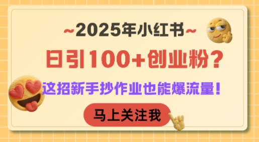 2025年小红书日引100+创业粉？这招新手抄作业也能爆流量！好项目网-专注分享网络创业项目落地实操课程 – 全网首发_高质量创业项目输出好项目网