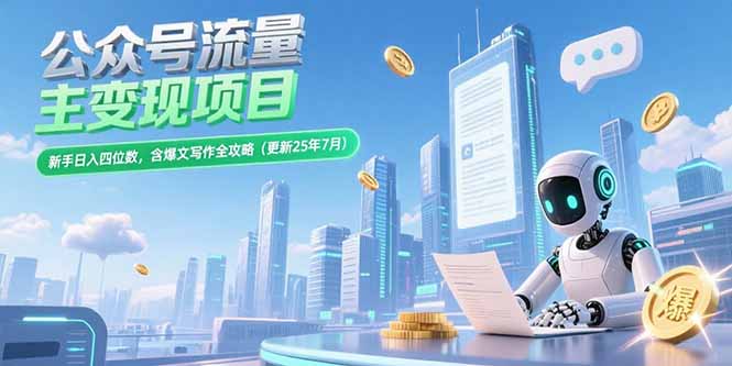 公众号流量主变现项目，新手日入四位数，含爆文写作全攻略(更新25年7月好项目网-专注分享网络创业项目落地实操课程 – 全网首发_高质量创业项目输出好项目网