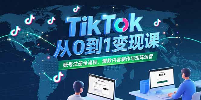 TikTok从0到1变现课，账号注册全流程，爆款内容制作与矩阵运营好项目网-专注分享网络创业项目落地实操课程 – 全网首发_高质量创业项目输出好项目网