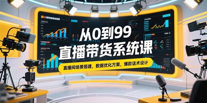 从0到99直播带货系统课，直播间场景搭建，数据优化方案，爆款话术设计好项目网-专注分享网络创业项目落地实操课程 – 全网首发_高质量创业项目输出好项目网