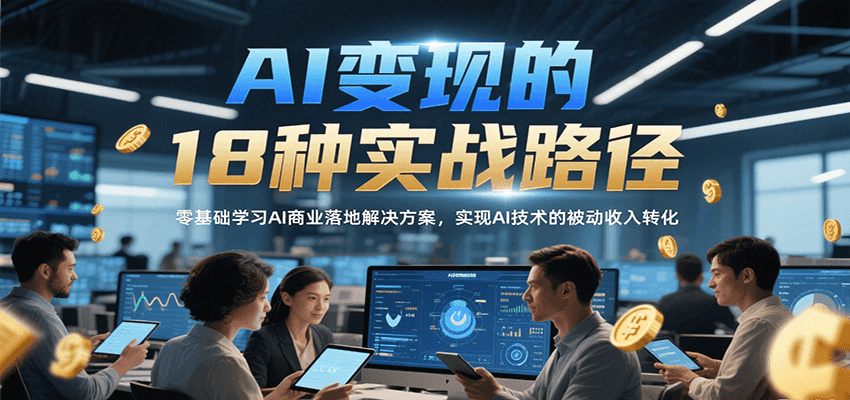 AI变现的18种实战路径，零基础学习AI商业落地解决方案，实现AI技术的被动收入转化好项目网-专注分享网络创业项目落地实操课程 – 全网首发_高质量创业项目输出好项目网