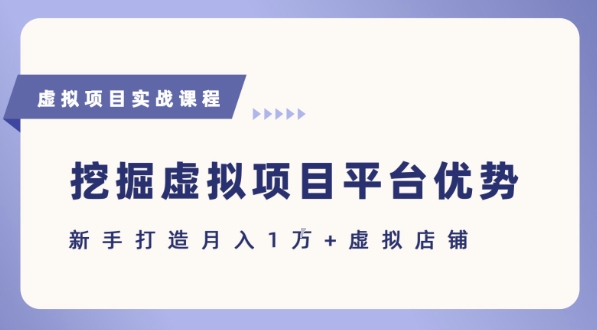 抓住虚拟项目各平台优势，新手轻松月入1W+(给出具体建议)好项目网-专注分享网络创业项目落地实操课程 – 全网首发_高质量创业项目输出好项目网