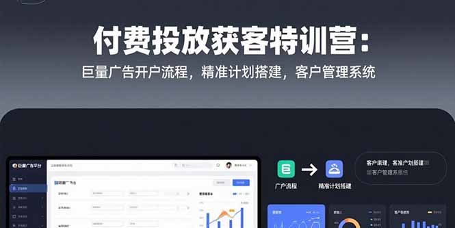 付费投放获客特训营：巨量广告开户流程，精准计划搭建，客户管理系统好项目网-专注分享网络创业项目落地实操课程 – 全网首发_高质量创业项目输出好项目网