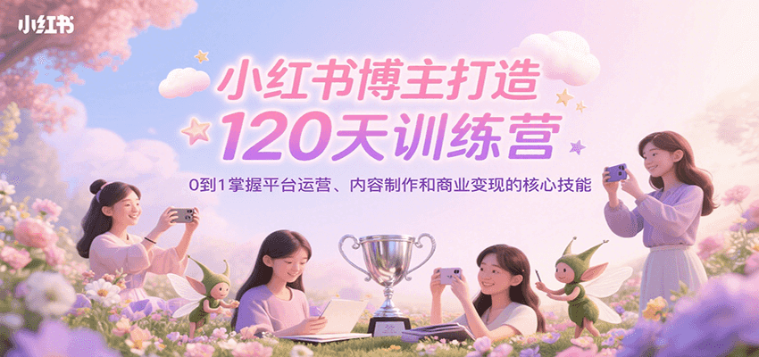 小红书博主打造120天训练营，0到1掌握平台运营、内容制作和商业变现好项目网-专注分享网络创业项目落地实操课程 – 全网首发_高质量创业项目输出好项目网