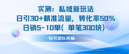 实测私域新玩法日引30加精准流量转化率50%日销5-10单每笔3张好项目网-专注分享网络创业项目落地实操课程 – 全网首发_高质量创业项目输出好项目网