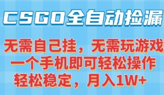 CSGO自动捡漏项目，最新独家玩法，一个手机可操作，新手小白轻松月入1W+，操作简单易上手【揭秘】好项目网-专注分享网络创业项目落地实操课程 – 全网首发_高质量创业项目输出好项目网