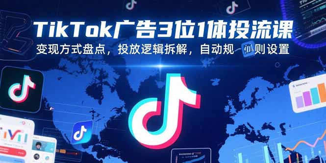 TikTok广告3位1体投流课，变现方式盘点，投放逻辑拆解，自动规则设置好项目网-专注分享网络创业项目落地实操课程 – 全网首发_高质量创业项目输出好项目网